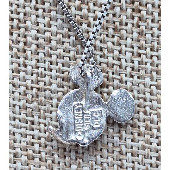Vintage Disney Sterling 925 Mickey Mouse Earrings and Box Chain Necklace Set - Picture 10 of 11